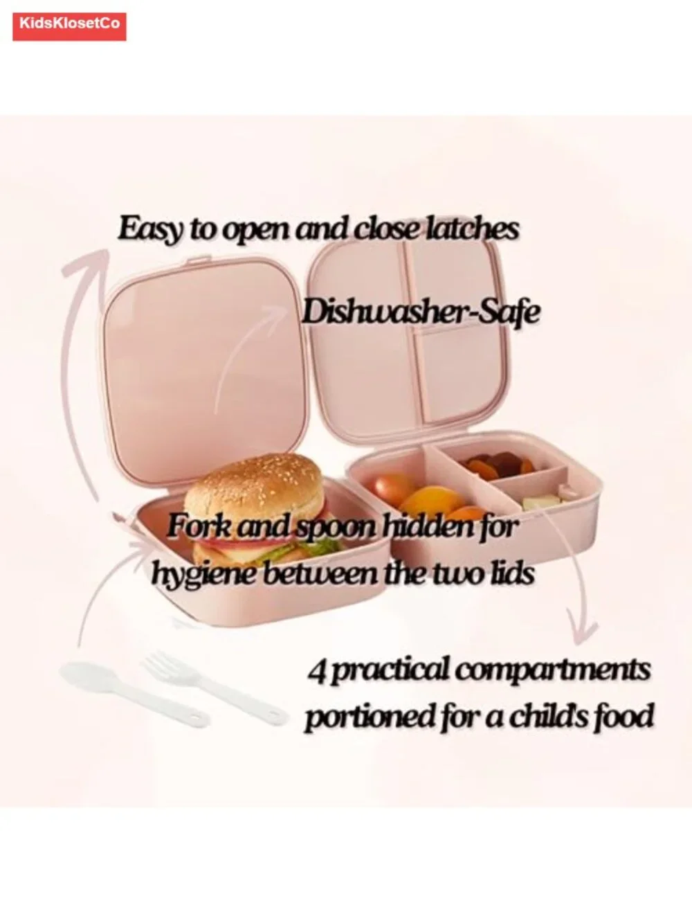 Foldable Bento Lunch Box for Kids All-in-One with Utensils